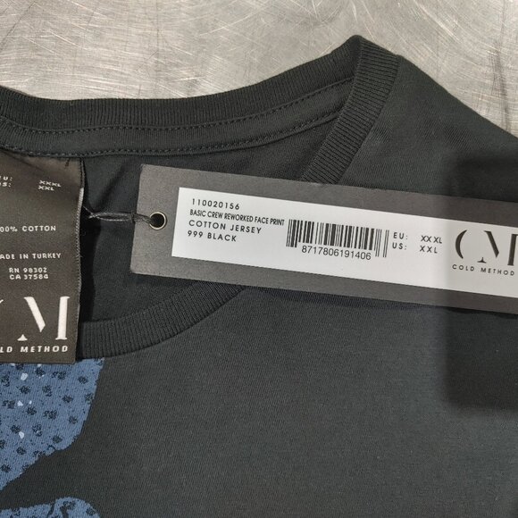 Brand New Cold Method Basic Crew Reworked Face Print Cotton Jersey Black XXL - Picture 2 of 3